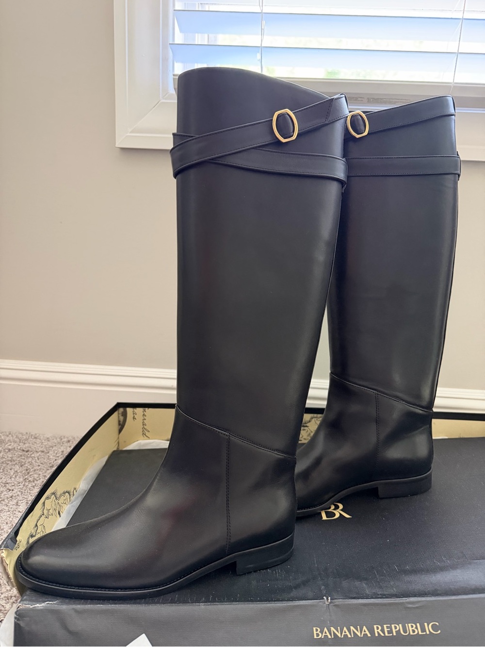 Banana Republic Black Tall Cheval Leather Riding Boots